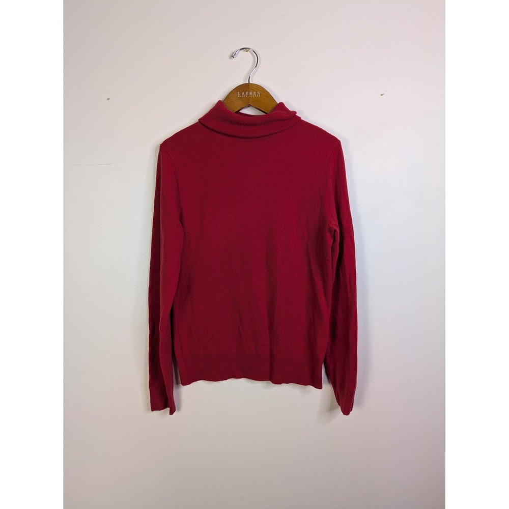 Polo Ralph Lauren Women's Cashmere Sweater M Turtleneck Red Quiet Luxury Modern